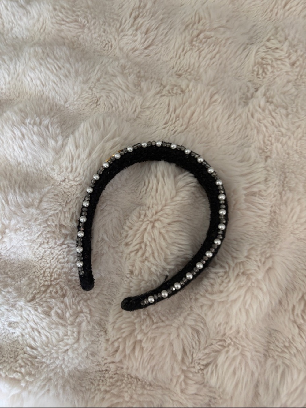 Cc Black Beaded Pearl Accent Headband